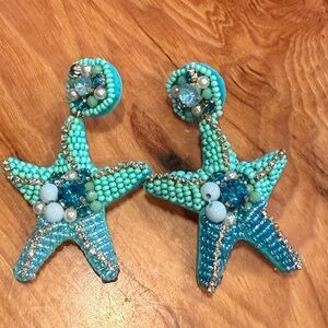Turquoise Starfish Beaded Earrings